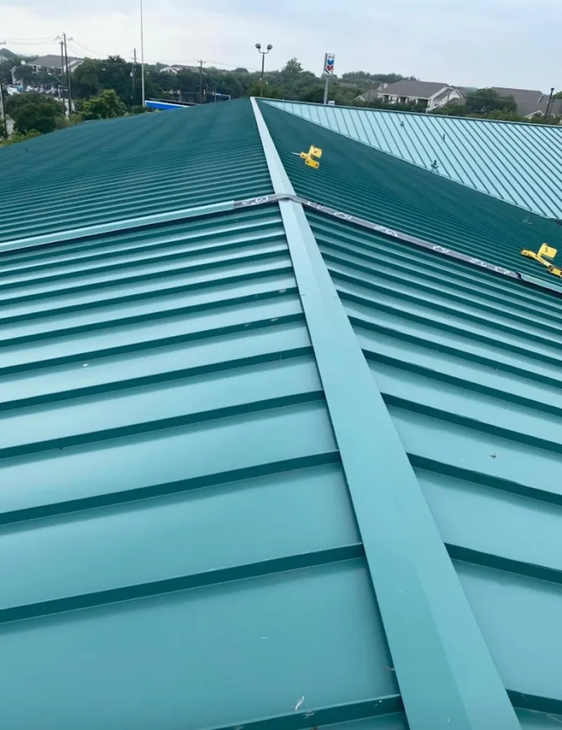Green commercial metal roof ridge and valley for Metal Roof Repair in Tega Cay